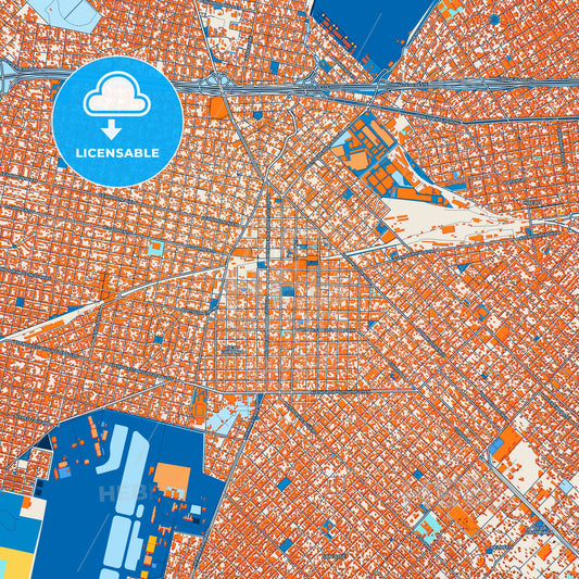 Colorful Moron Street Map with Labels and Buildings