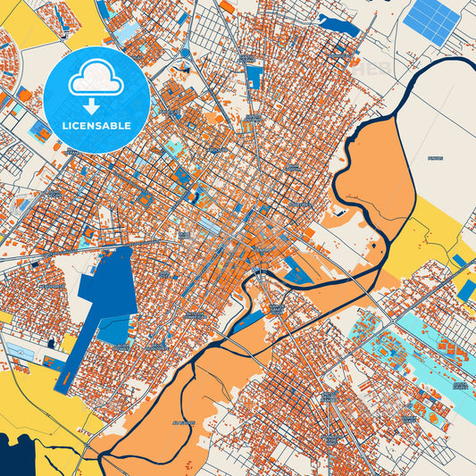 Colorful Mossoro Street Map with Labels and Buildings