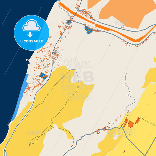 Colorful Mostaganem Street Map with Labels and Buildings