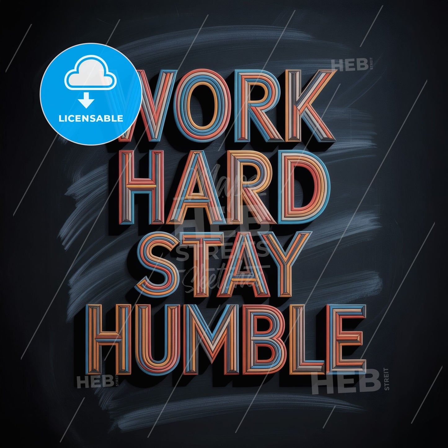 Motivational Typography Artwork: 'Work Hard, Stay Humble' Inspirational Wall Decor for Home or Office