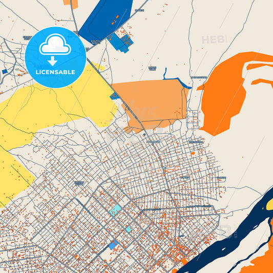 Colorful Moundou Street Map with Labels and Buildings