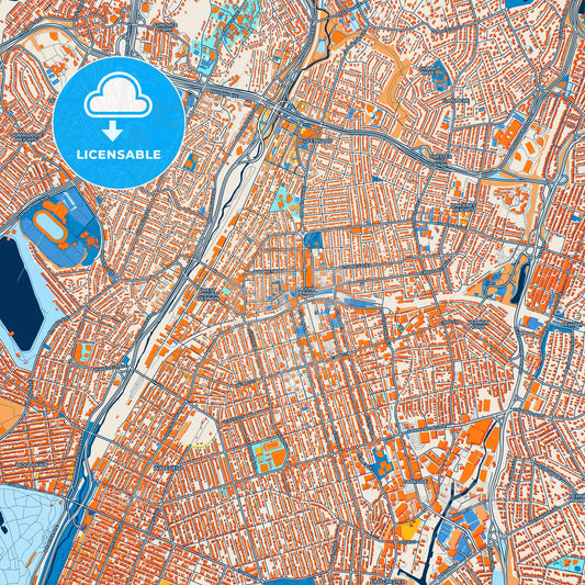 Colorful Mount Vernon Street Map with Labels and Buildings