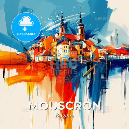 Vibrant Mouscron , Belgium - A Painting Of A City - Square format print template