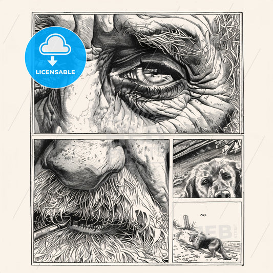 A Collage Of A Man's Face