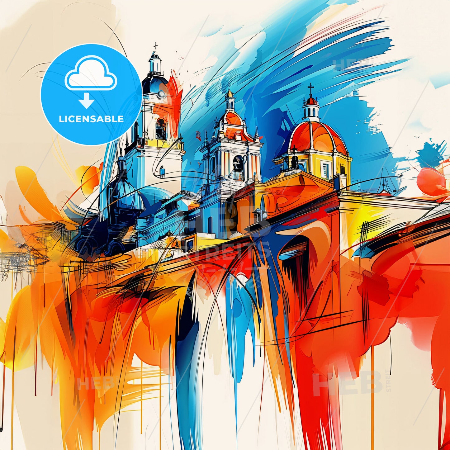 Vibrant Mérida, Mexico - A Colorful Painting Of A Building