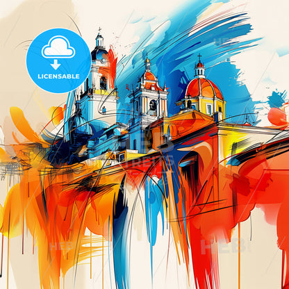 Vibrant Mérida, Mexico - A Colorful Painting Of A Building