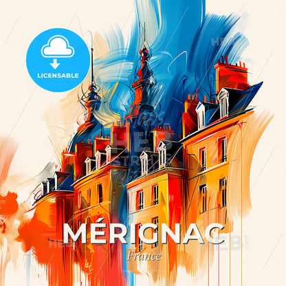 Vibrant Mérignac, France - A Painting Of A Building - Square format print template
