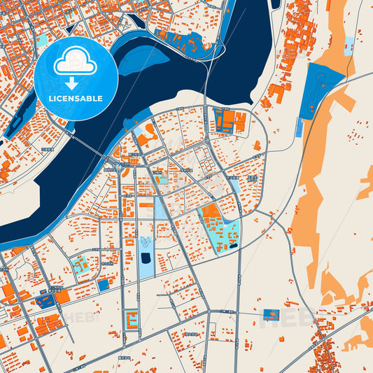 Colorful Mudanjiang Street Map with Labels and Buildings