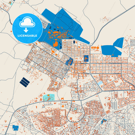Colorful Mufulira Street Map with Labels and Buildings