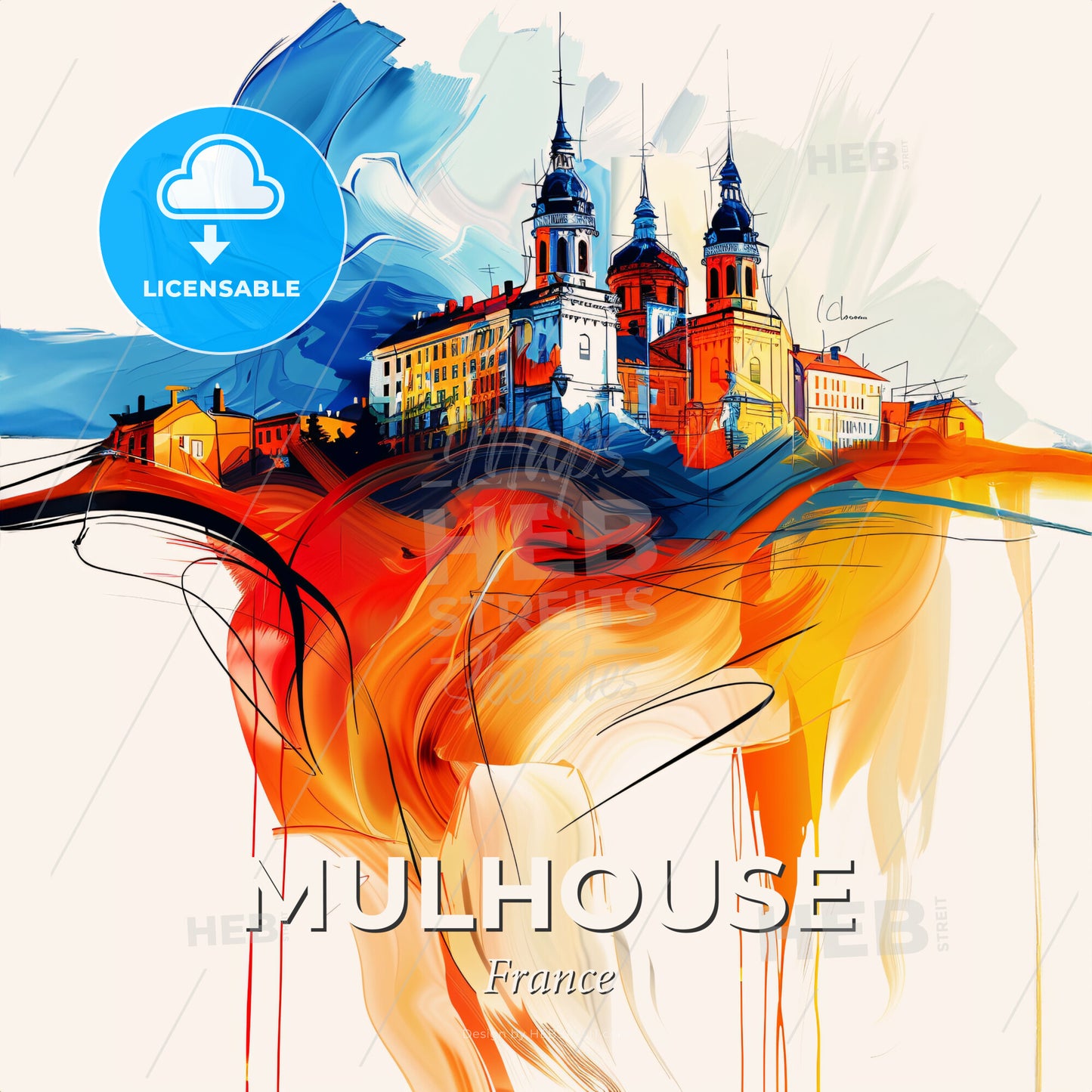 Vibrant Mulhouse, France - A Painting Of A City - Square format print template