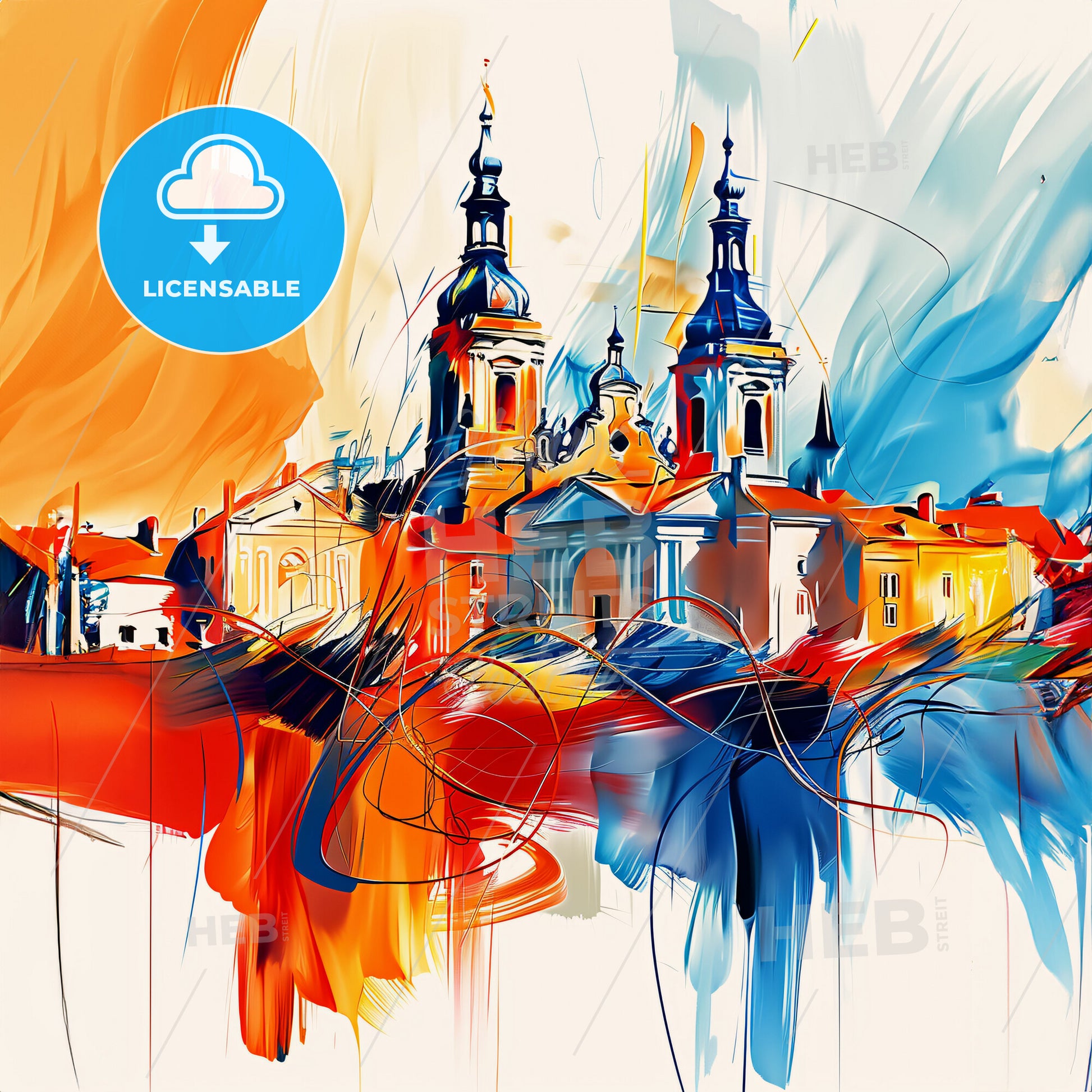 Vibrant Mulhouse, France - A Painting Of A Building With Colorful Paint