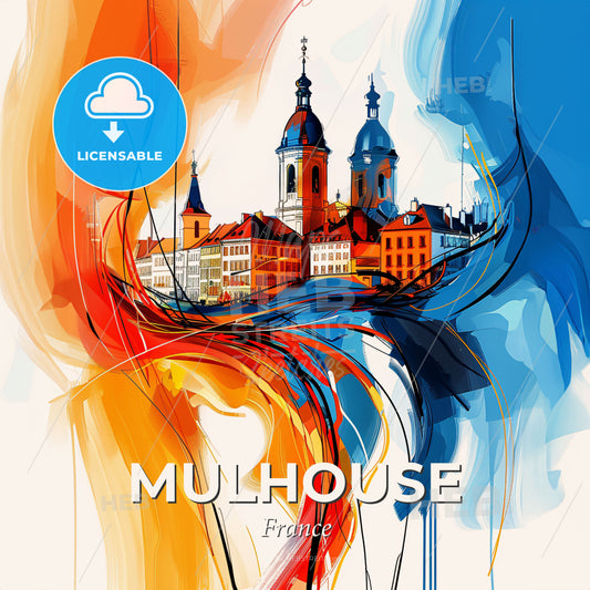 Vibrant Mulhouse, France - A Painting Of A City - Square format print template