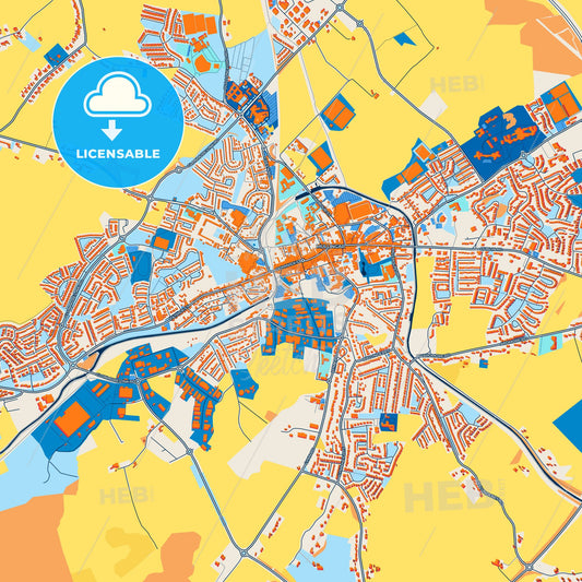Colorful Mullingar Street Map with Labels and Buildings