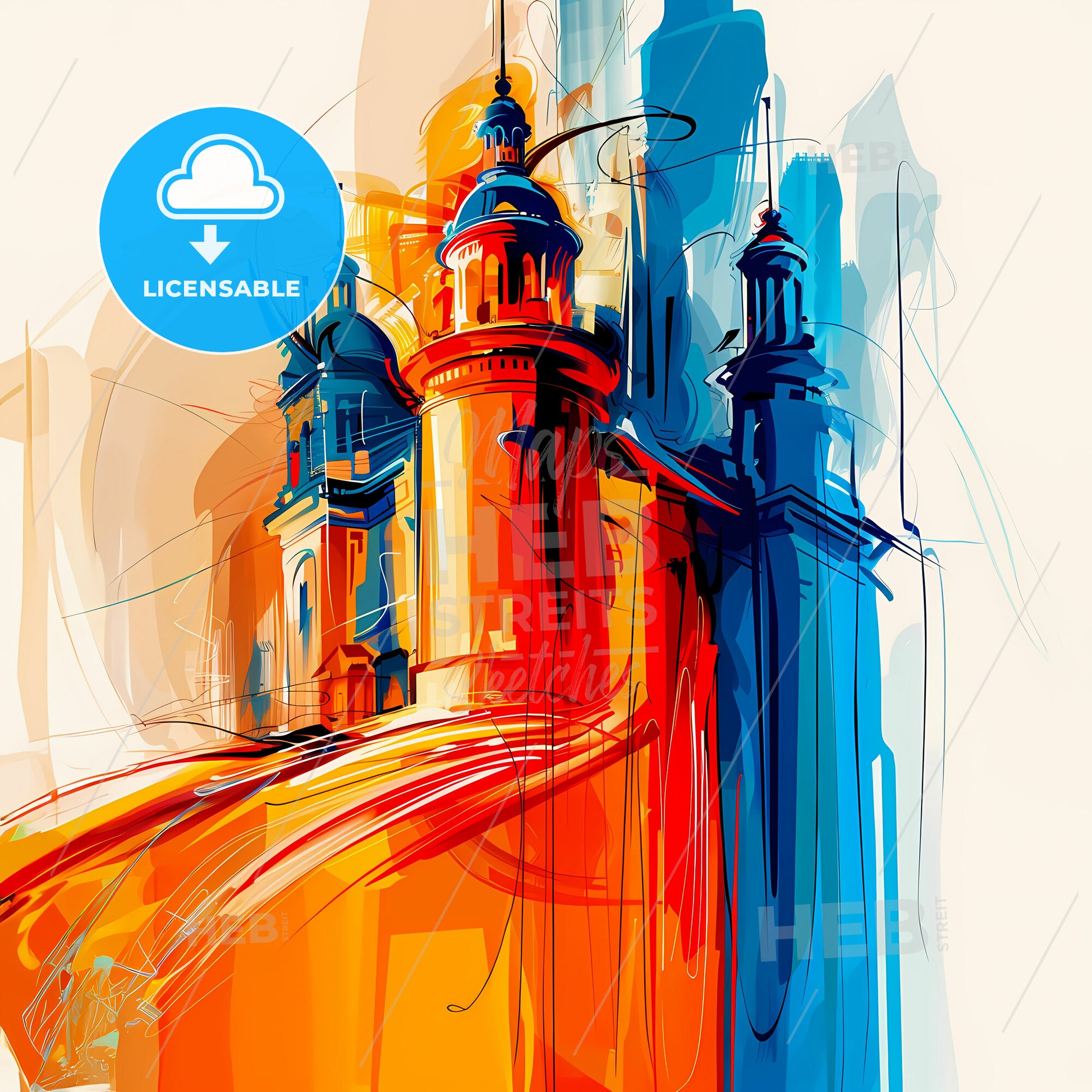 Vibrant Mumbai, India - A Colorful Painting Of A Castle