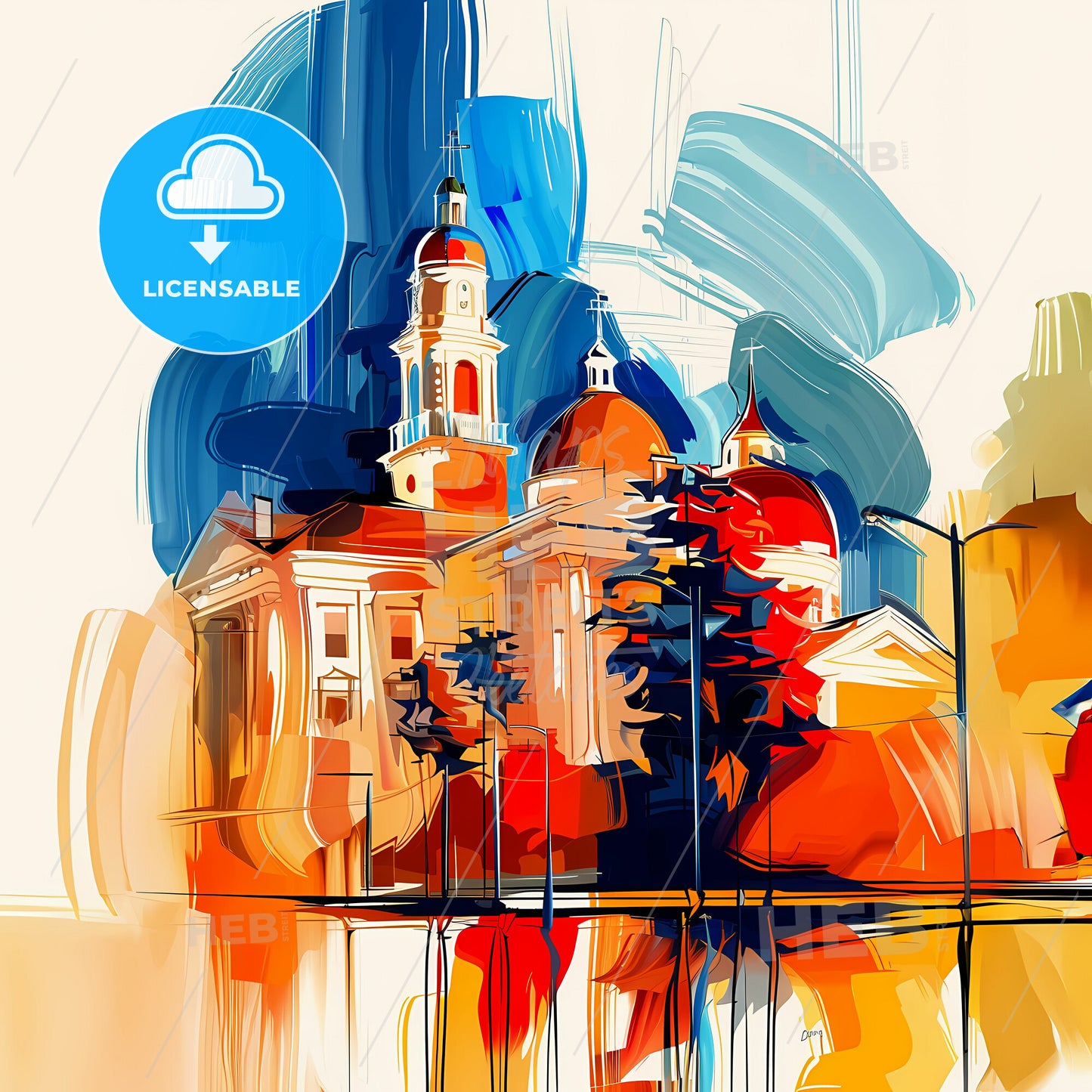 Vibrant Murfreesboro, Tennessee - A Painting Of A Building With A Tower And Trees