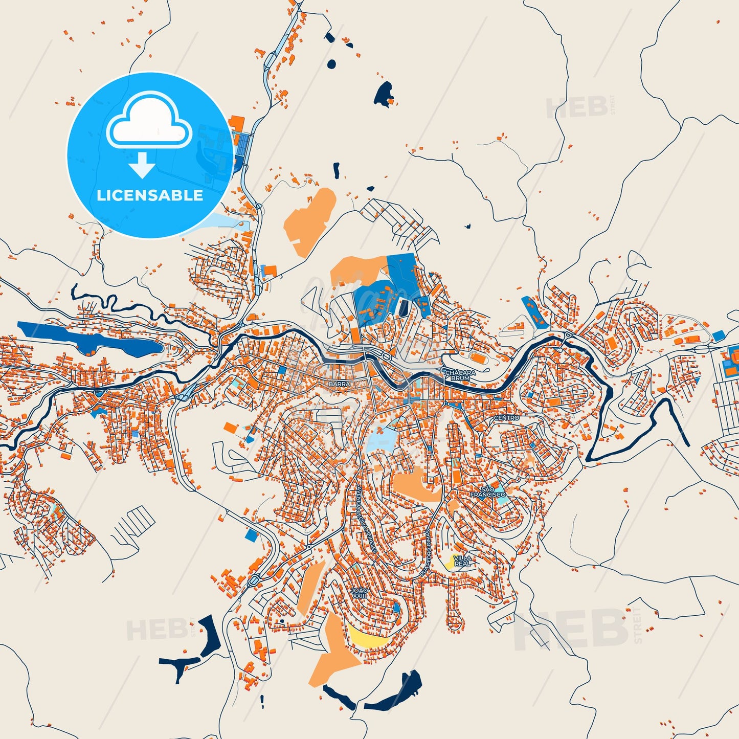 Colorful Muriae Street Map with Labels and Buildings