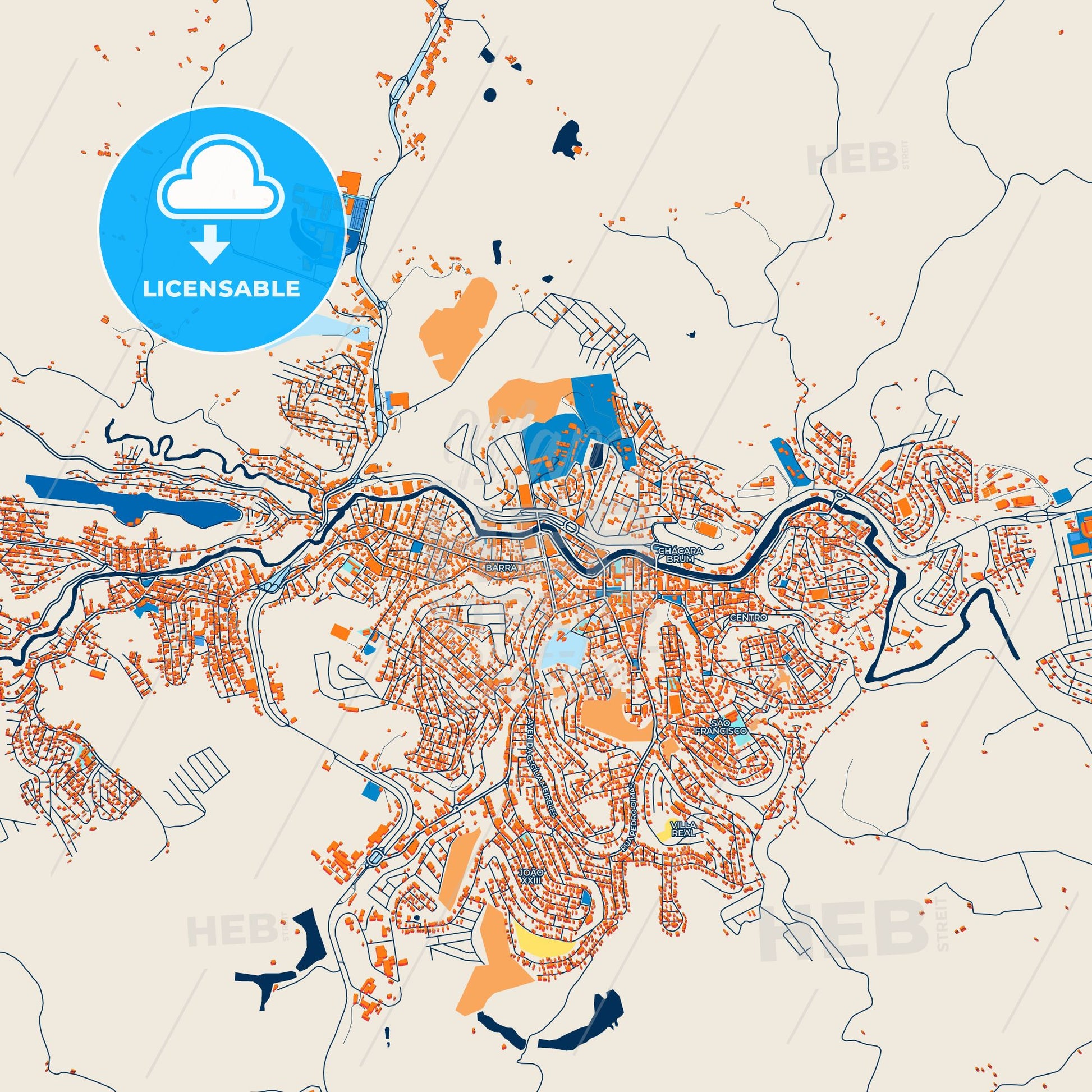 Colorful Muriae Street Map with Labels and Buildings