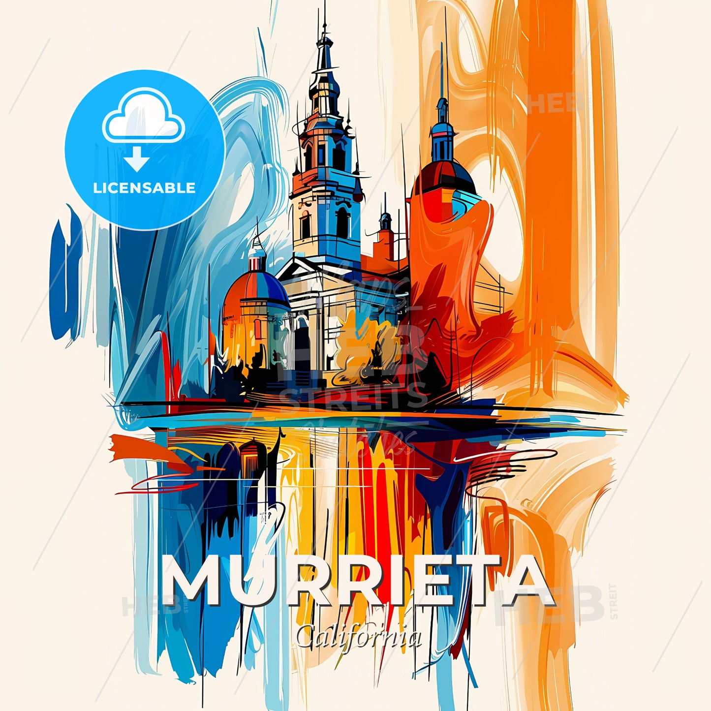 Vibrant Murrieta, California - A Painting Of A Building - Square format print template