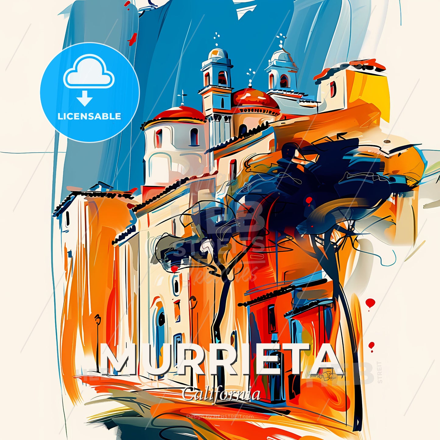 Vibrant Murrieta, California - A Painting Of A Building - Square format print template