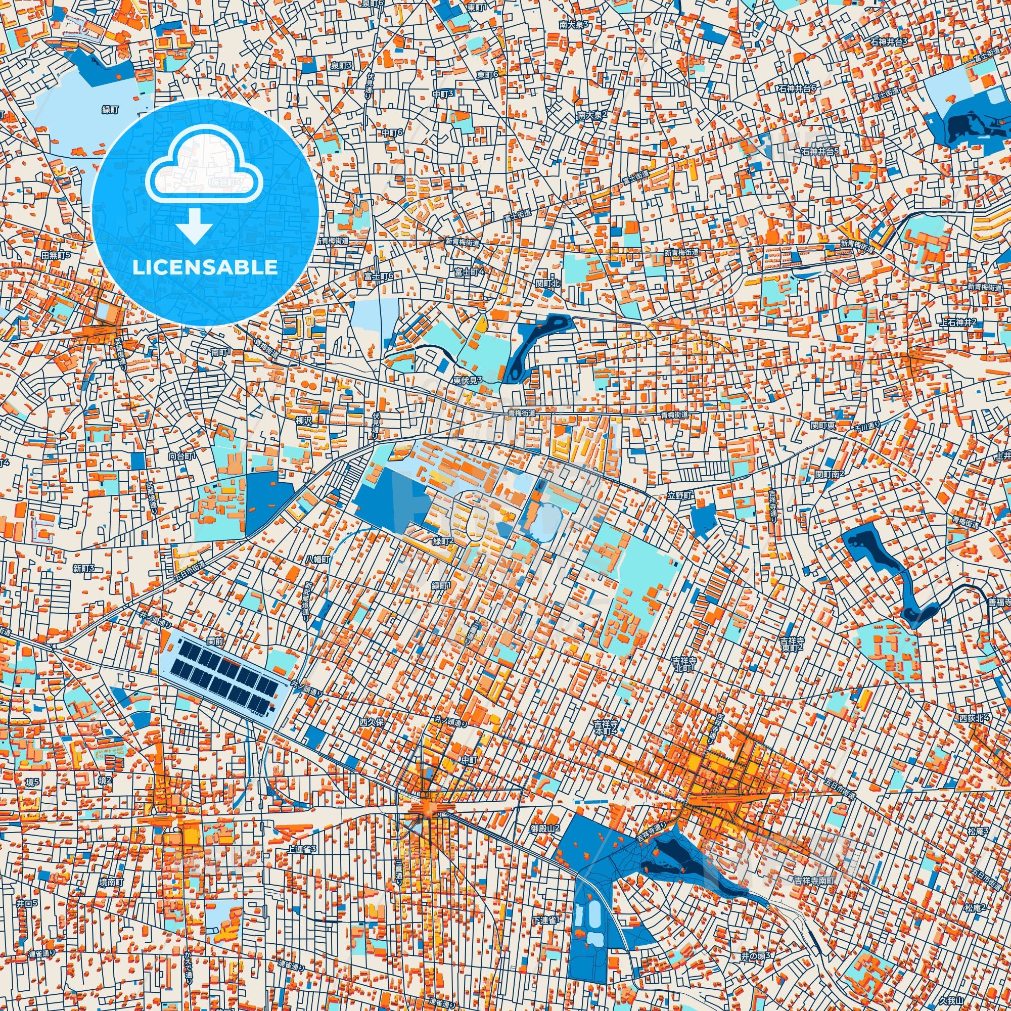 Colorful Musashino Street Map - Digital Download – HEBSTREITS