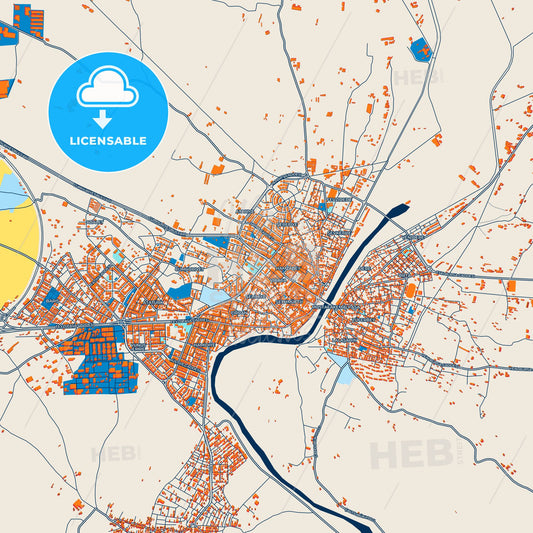 Colorful Mustafakemalpaşa Street Map with Labels and Buildings