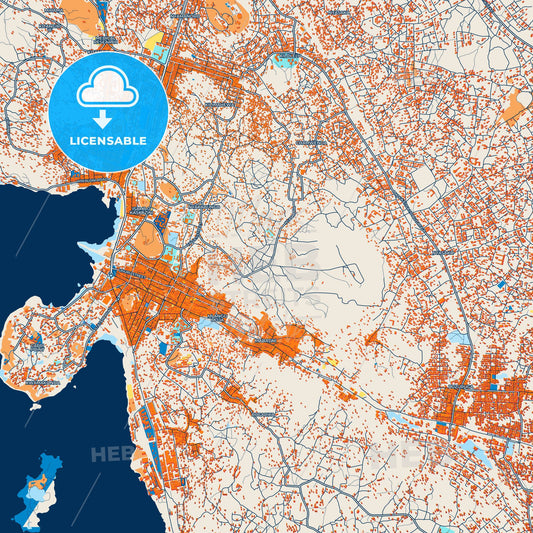 Colorful Mwanza Street Map with Labels and Buildings