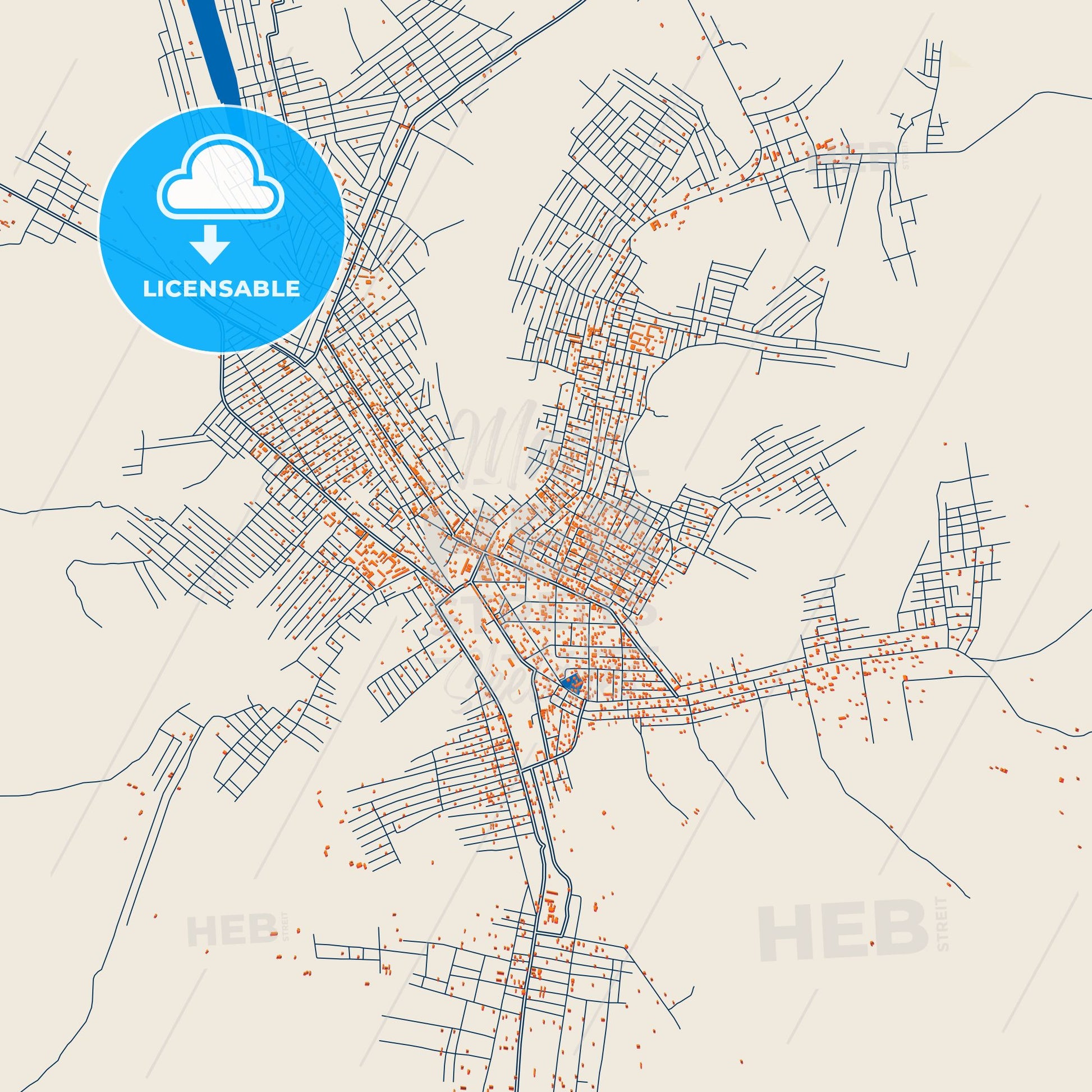 Colorful Mwene-Ditu Street Map with Labels and Buildings