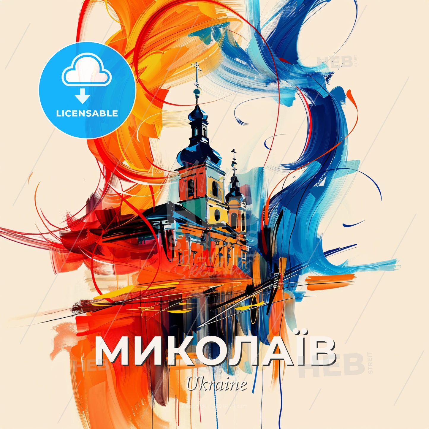 Vibrant Миколаїв, Ukraine - A Painting Of A Building With Colorful Paint - Square format print template