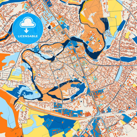 Colorful Myrhorod Street Map with Labels and Buildings