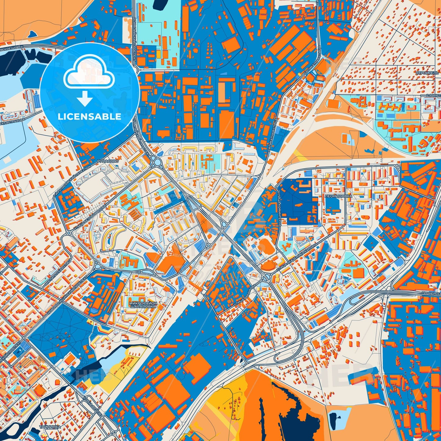 Colorful Mytishchi Street Map with Labels and Buildings