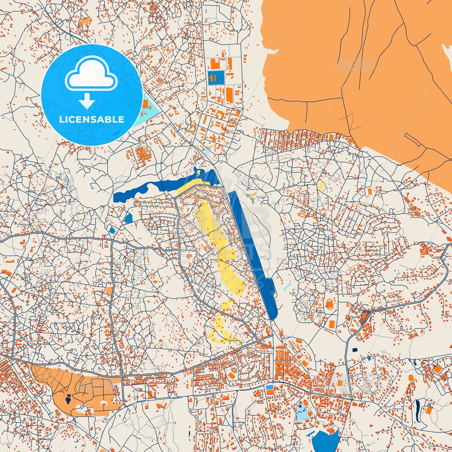 Colorful Mzuzu Street Map with Labels and Buildings