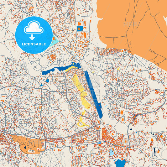 Colorful Mzuzu Street Map with Labels and Buildings
