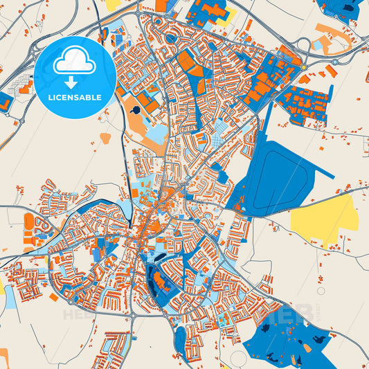 Colorful Naas Street Map with Labels and Buildings
