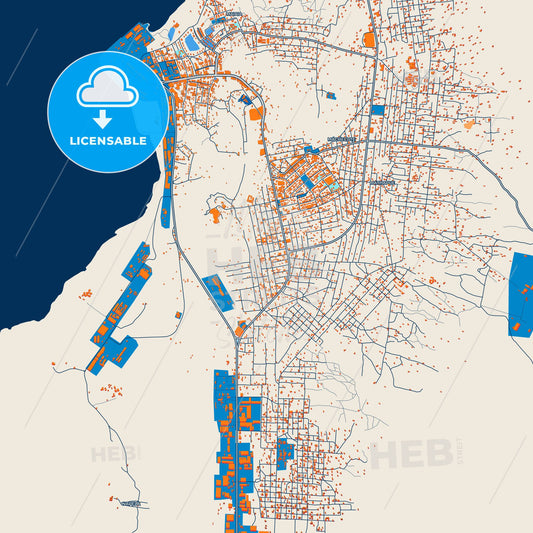Colorful Nacala Street Map with Labels and Buildings