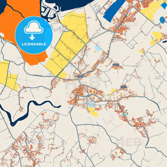 Colorful Nadi Street Map with Labels and Buildings