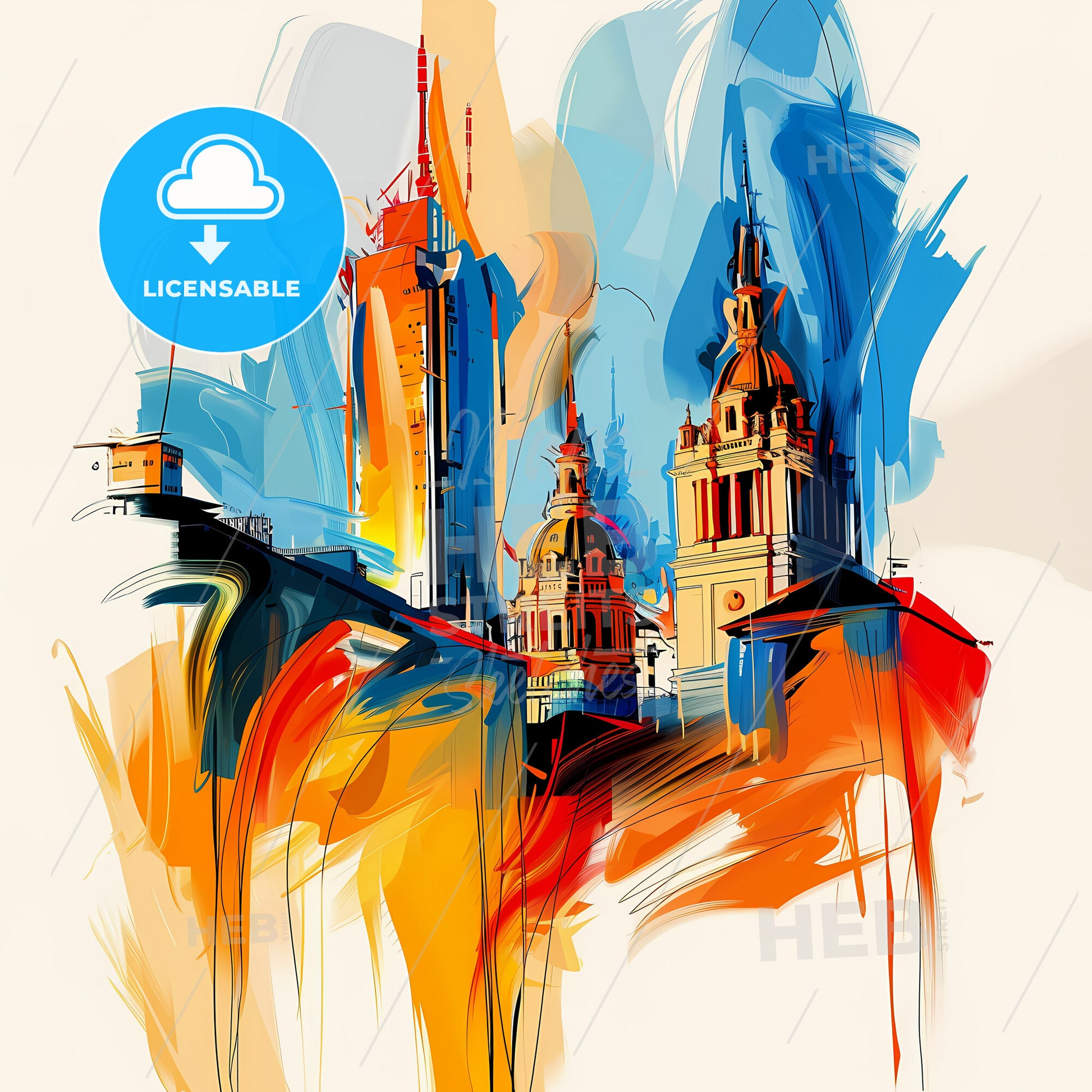 Vibrant Nagoya, Japan - A Painting Of A Building