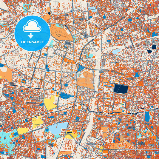 Colorful Nagpur Street Map with Labels and Buildings