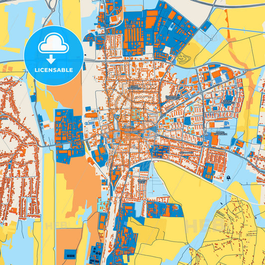 Colorful Nagykanizsa Street Map with Labels and Buildings