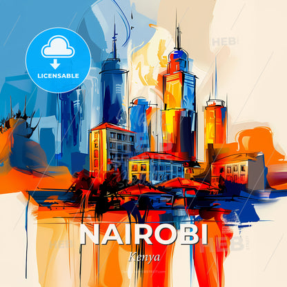 Vibrant Nairobi, Kenya - A Painting Of A City - Square format print template