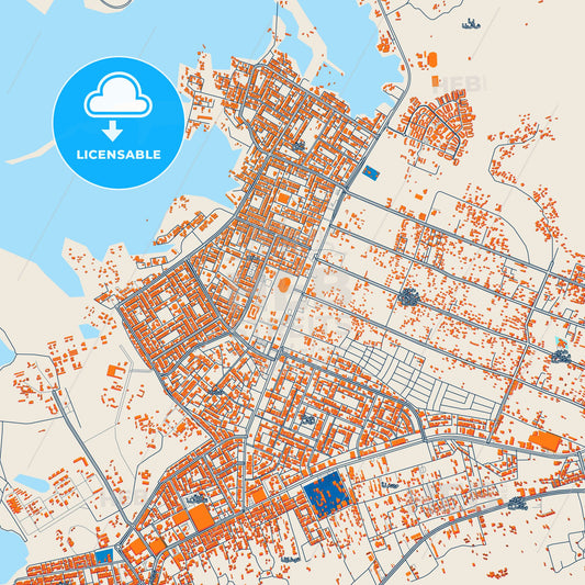 Colorful Najran Street Map with Labels and Buildings