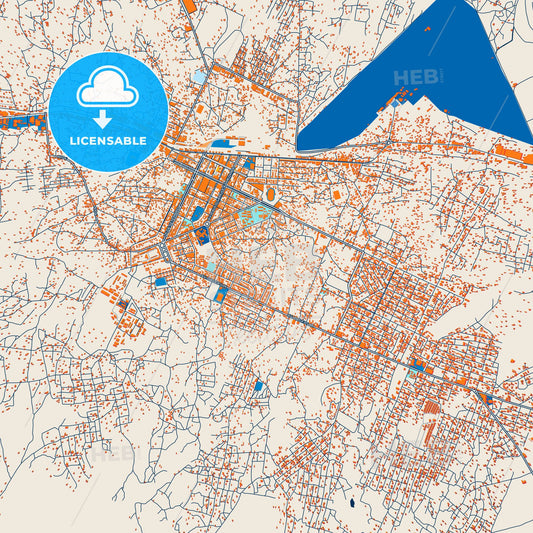 Colorful Nampula Street Map with Labels and Buildings