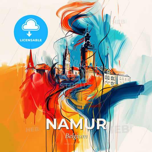 Vibrant Namur , Belgium - A Painting Of A City - Square format print template