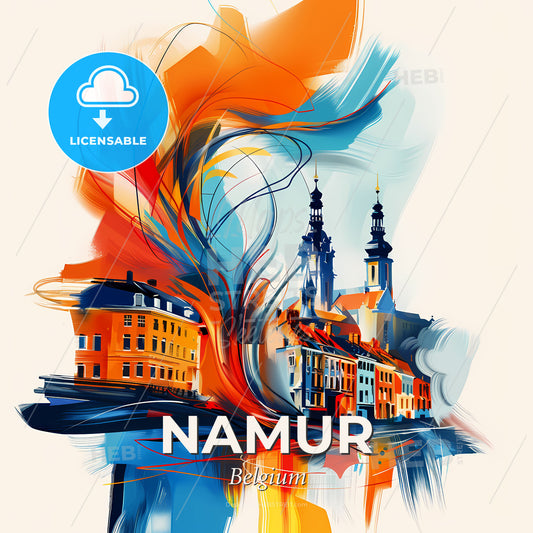 Vibrant Namur , Belgium - A Painting Of A City - Square format print template