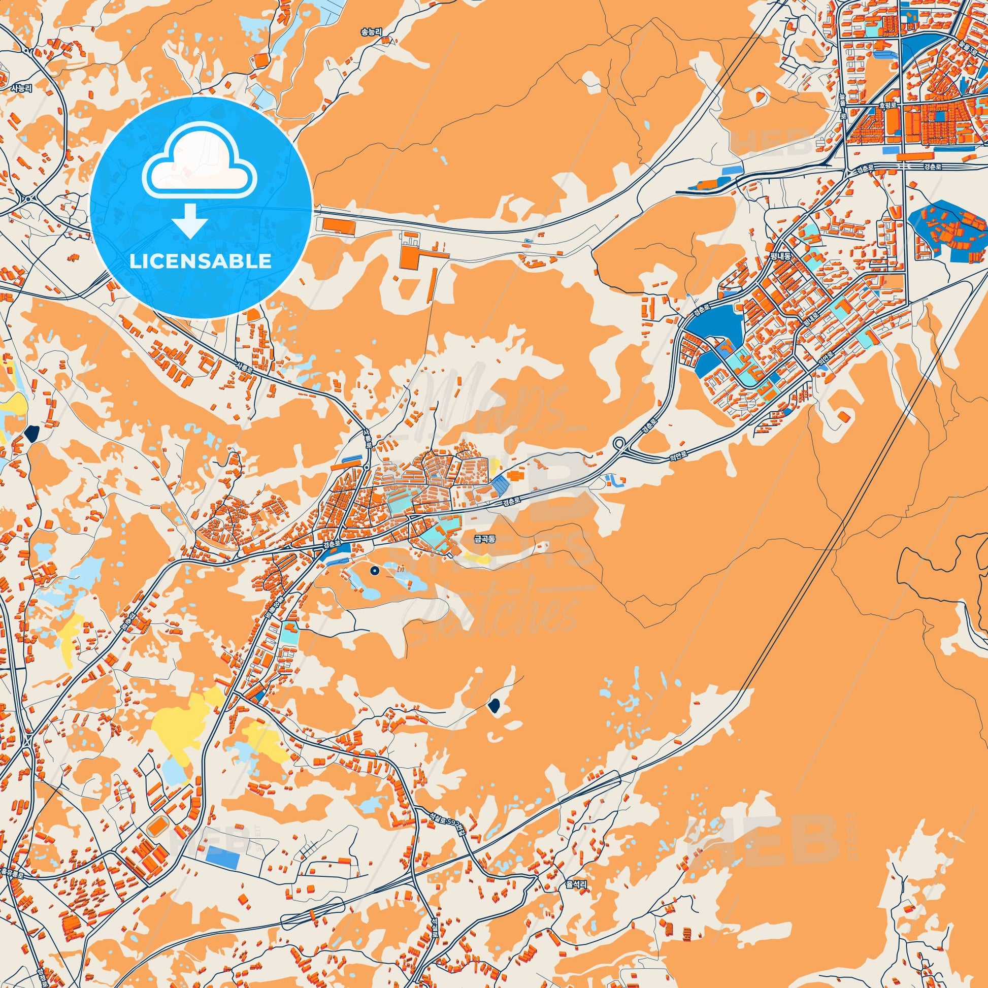 Colorful Namyangju Street Map with Labels and Buildings