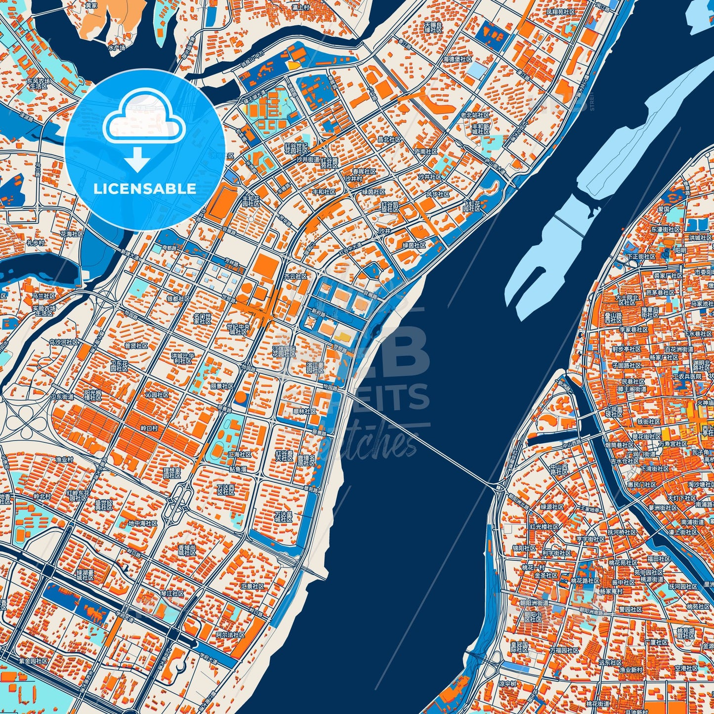 Colorful Nanchang Street Map with Labels and Buildings