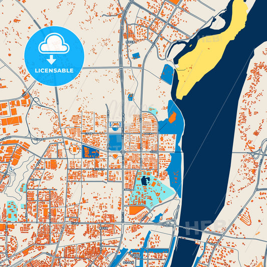 Colorful Nanchong Street Map with Labels and Buildings