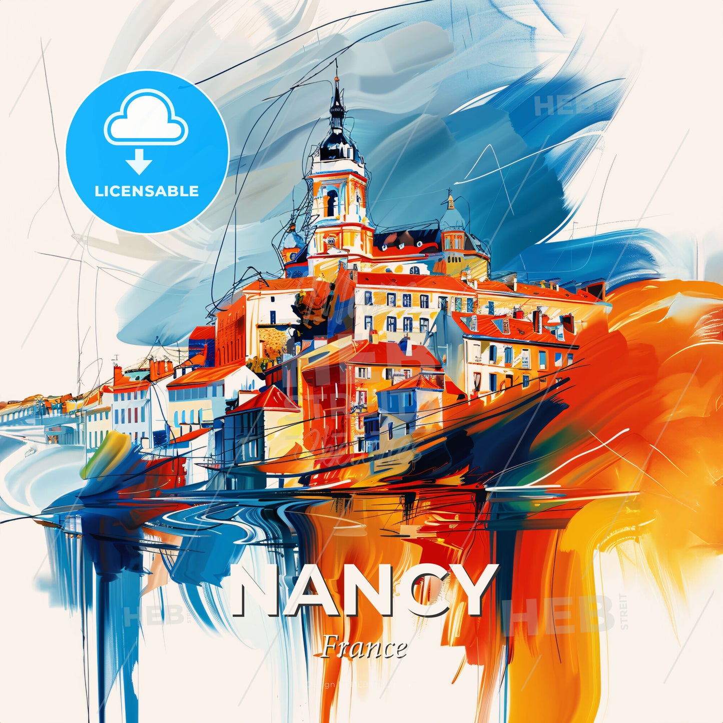 Vibrant Nancy, France - A Painting Of A City - Square format print template