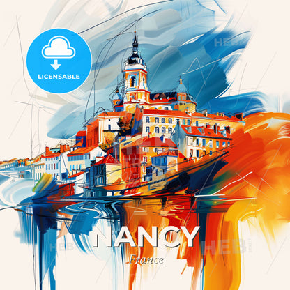 Vibrant Nancy, France - A Painting Of A City - Square format print template