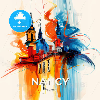 Vibrant Nancy, France - A Painting Of A Building With A Colorful Design - Square format print template