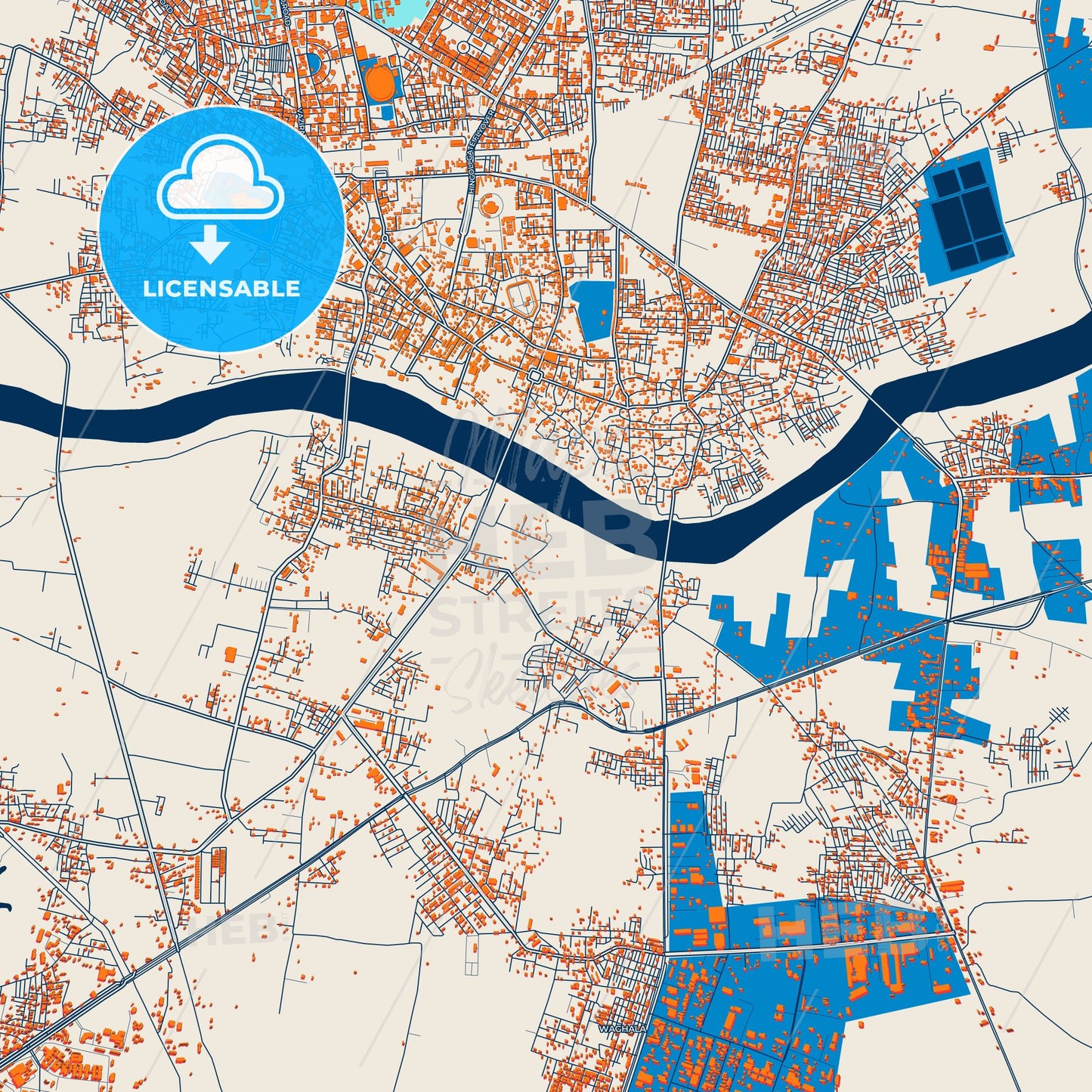 Colorful Nanded Street Map with Labels and Buildings